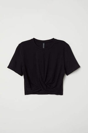 Jersey Top with Knot Detail - Black