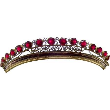Regency period fire gilded tiara garnet stones hair ornament : The Spanish Comb | Ruby Lane