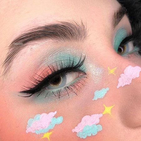 Pink Blue Clouds makeup