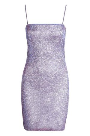Glitter Square Neck Mini Dress | Boohoo