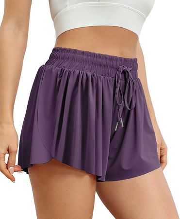 AUTOMET Womens 2 in 1 Flowy Running Shorts Lounge Casual Clothes Summer Butterfly Tiktok Shorts High Waisted Athletic Skirts Black at Amazon Women’s Clothing store