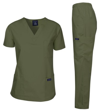 Dagacci Medical Uniform Women's Medical Scrub Set Top and Pant, Oliver Green, XL