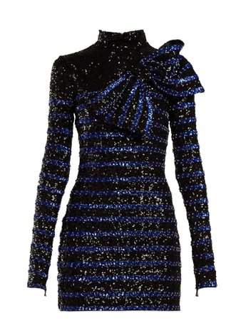Sequinned striped mini dress | Balmain | MATCHESFASHION.COM