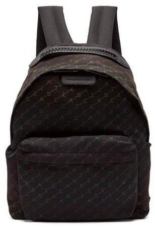 Falabella Rainbow Logo Print Nylon Backpack - Womens - Black Multi