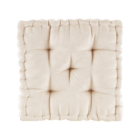 Intelligent Designs Charvi Poly Chenille Square Floor Pillow Cushion - Ivory