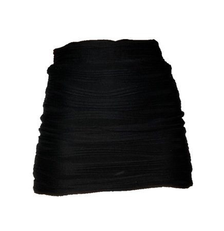 black ruched mini skirt