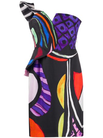 Moschino Abstract Print cold-shoulder Dress - Farfetch