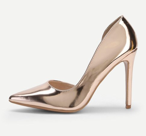 shiny cream heels