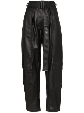 black faux leather cargo trousers - Google Search