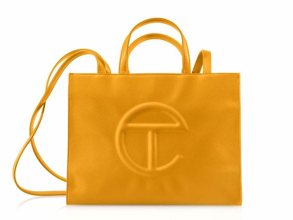 telfar shopping bag in mustard