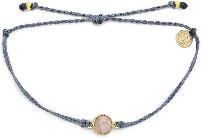 Amazon.com: Pura Vida Gold Rose Quartz Bracelet - Plated Charm, Adjustable Band - 100% Waterproof - Dusty Blue: Clothing, Shoes & Jewelry