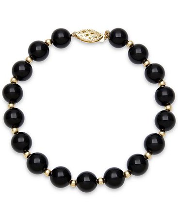Macy's Onyx Bead Bracelet (8mm) in 10k Gold - Bracelets - Jewelry & Watches - Macy's