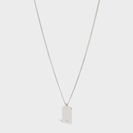 Aiguise Small Tag Necklace in Sterling Silver - Silver colour - 46R696SIL.36SI | CELINE