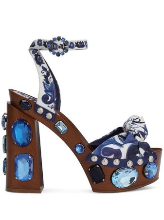 Dolce & Gabbana Majolica-print crystal-embellished Sandals - Farfetch