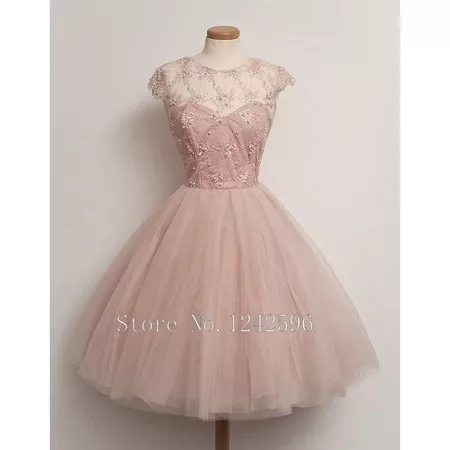 Vintage Short Tulle Women Gowns Light Pink Cocktail Dresses With Cap Sleeves And Pearls Robe De Cocktail For Weddings Prom Party-in Cocktail Dresses from Weddings & Events on Aliexpress.com | Alibaba Group