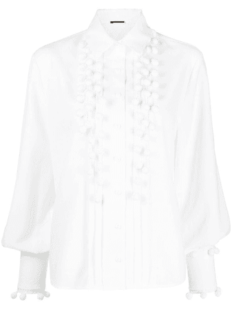 Alexis pompom-detail puff-sleeves blouse