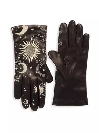 Shop Carolyn Rowan Collection Celestial Embroidered Leather Gloves | Saks Fifth Avenue