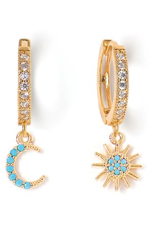 Tess + Tricia Stars & Moons Mismatched Drop Hoop Earrings | Nordstrom