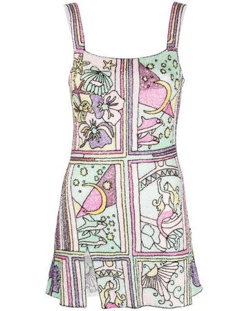Oceanus Green Talia Mermaid Mini Dress | Lyst UK