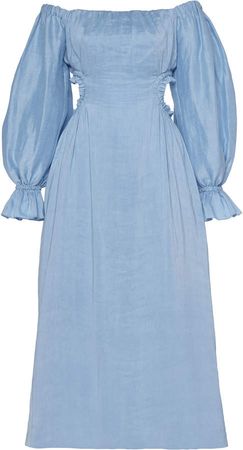 Aje Overture Blouson Silk-Linen Blend Midi Dress Size: 4