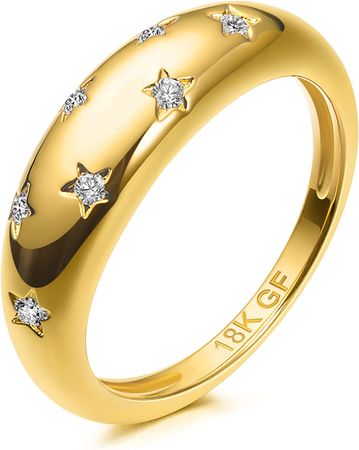 Amazon.com: AllenCOCO Chunky Gold Plated Rings for Women - Trendy Cubic Zirconia 14k Gold Filled Stackable Rings: Clothing, Shoes & Jewelry