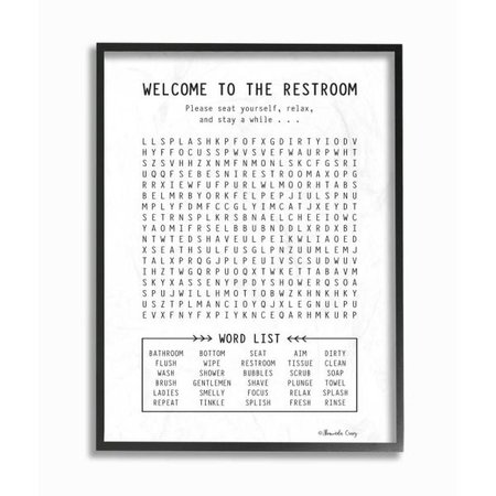 The Stupell Home Decor Collection 11 in x 14 in Black and White Restroom Crossword Puzzle Sign Black Framed Wall Art by Shawnda Craig wrp 1249 fr-11x14 - The Home Depot