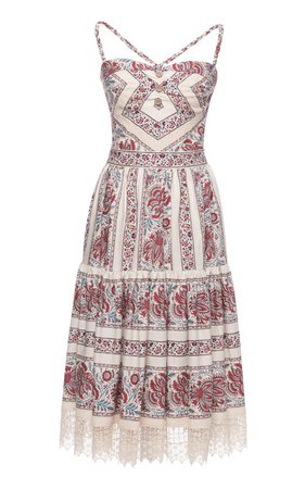 Jeunesse Lace-Trimmed Printed Cotton Midi Dress by Lena Hoschek | Moda Operandi