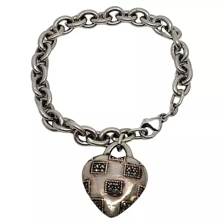Vintage Judith Jack Sterling Silver Marcasite Heart Charm Dangle Bracelet For Sale at 1stDibs | judith jack bracelet, judith jack marcasite bracelet, charm de jack
