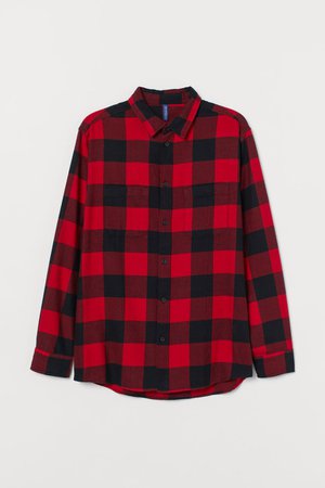 Cotton Flannel Shirt - Red/black - Men | H&M US