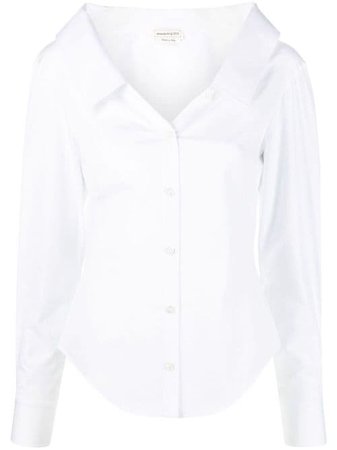 Shop white Alexander McQueen wide-neck cotton shirt with Express Delivery - Farfetch
