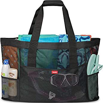 Amazon.com: Bulex Extra Large Beach Bags and Totes - XXL Mesh Tote Bag with Pockets & Zipper, Heavy Duty, Lightweight & Foldable - Oversized Carry Tote Bag for Towels, Perfect to Carry all items for Your Family : Clothing, Shoes & Jewelry
