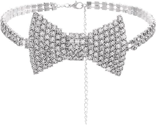 Amazon.com: fdsmall Necklace for Women Sparkly Rhinestone Crystal Bowknot Necklace Dainty Tennis Chain Nightclub Party Prom Jewelry Accessories for Women and Girls(Gold): Clothing, Shoes & Jewelry