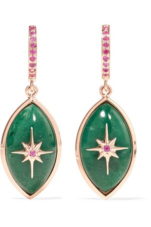 Marlo Laz | Mini Eye 14-karat rose gold, sapphire and malachite earrings | NET-A-PORTER.COM