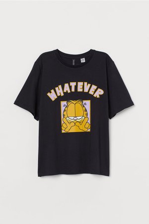 Printed Graphic T-shirt - Black/Garfield - Ladies | H&M US