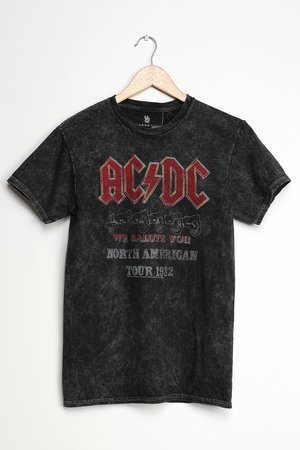 Junk Food AC/DC - Washed Black T-Shirt - Oversized Graphic Tee