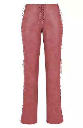 HOUSE OF CB Drew Lace-Up Faux Leather Trousers | Nordstrom