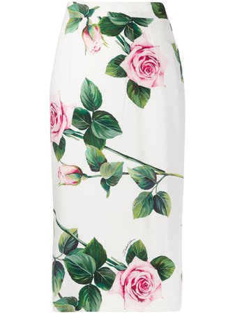 Dolce & Gabbana Rose Print Pencil Skirt - Farfetch
