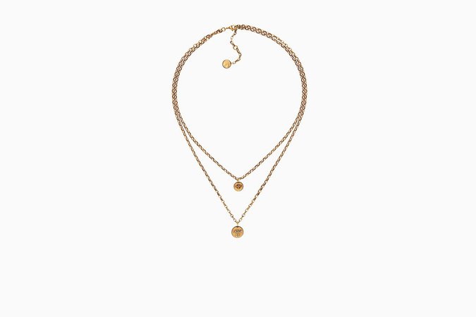 Collier "amulettes d'amour" en métal vieilli doré - Dior