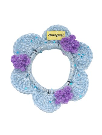 [SWINGSET] Seasonless Flower Topping Hair Chouchou (Sky Blue) – SellerWork