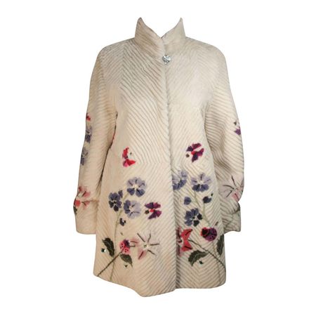 ZUKI Lavender Garden White Collared Coat