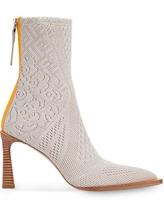 Fendi FFrame jacquard pointed-toe ankle boots - FARFETCH