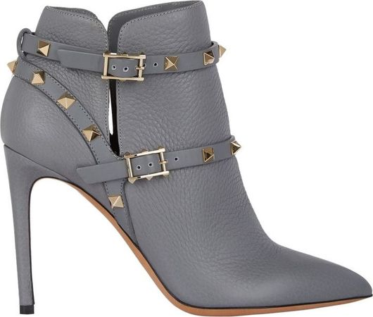 Valentino Rockstud Ankle Boots-Grey - ShopStyle