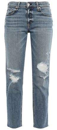 Dre Cropped Distressed Faded High-rise Straight-leg Jeans