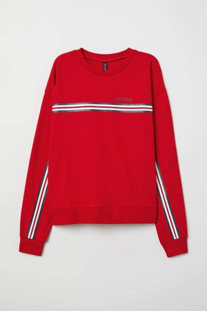 Sweatshirt with Printed Design - Red