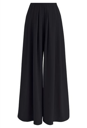 Fanciful Pleats Wide-Leg Pants in Black - Retro, Indie and Unique Fashion