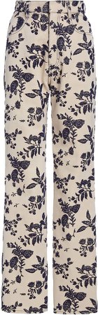 Rodarte Floral Straight-Leg Trousers
