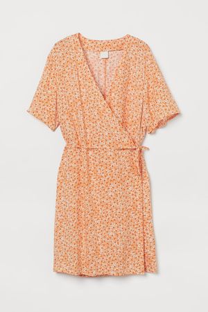 Wrap dress - Light orange/Floral - Ladies | H&M