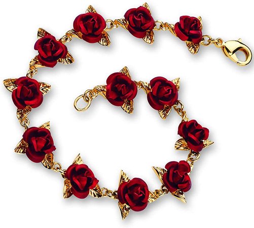 red roses bracelet gold