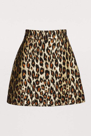 Wool blend leopard skirt