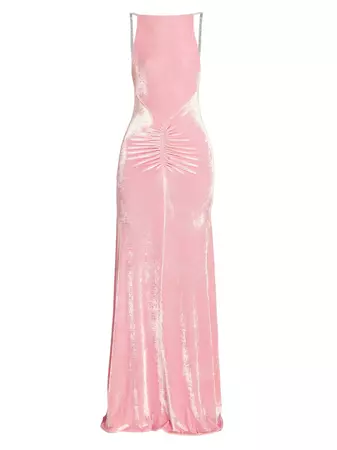 Shop Rabanne Velvet Crystal-Strap Gown | Saks Fifth Avenue